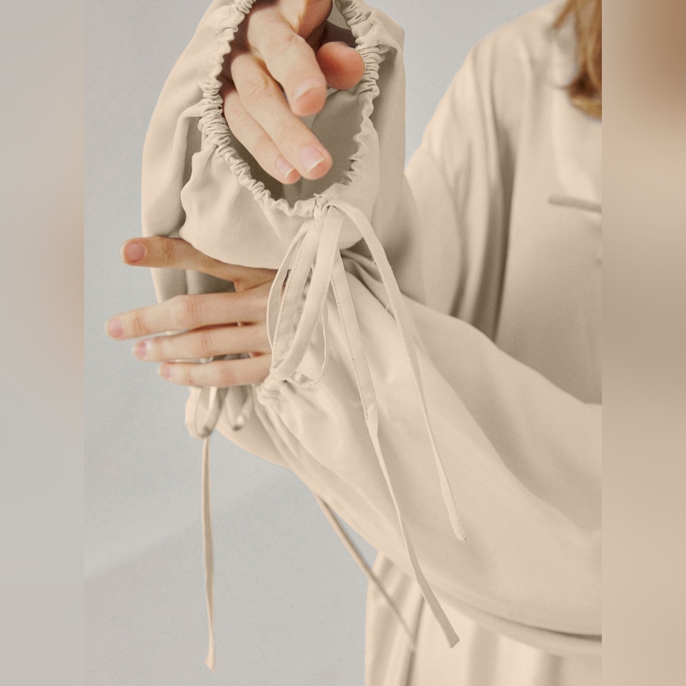 NEW Roomy Drawstring Detail Sleepwear Gown (Linen) - Lattelier - Picture 6 of 11